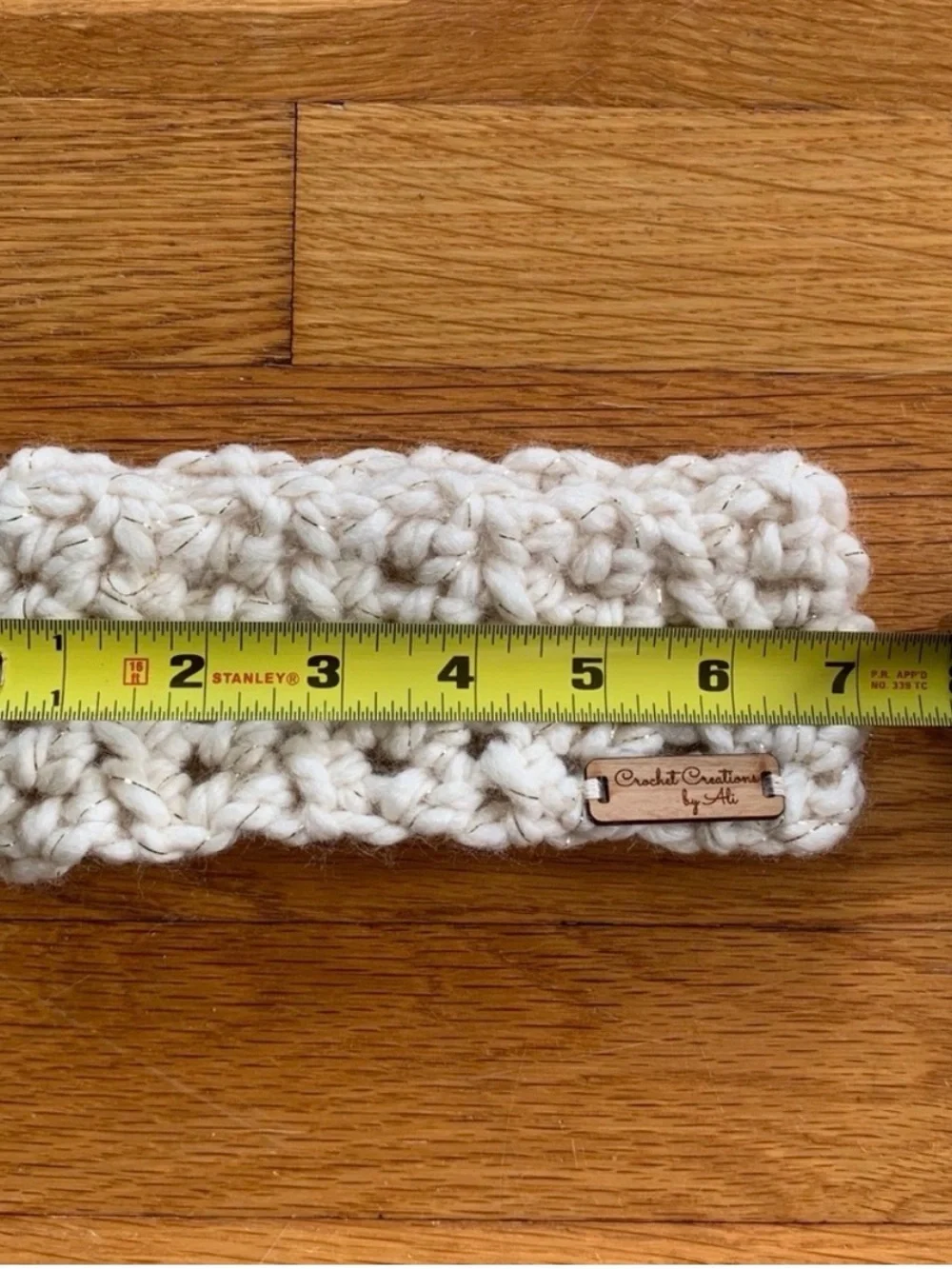 Handmade Chunky Crochet Headband in Ivory & Gold